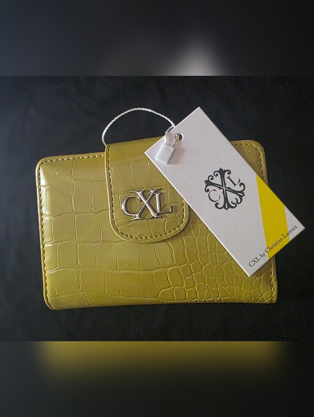 Christian Lacroix Moss Croc-Embossed Bi-Fold Wallet